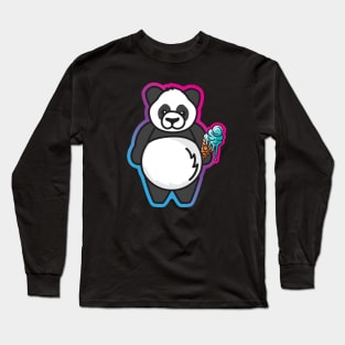 Panda Bear with an Ice Cream Long Sleeve T-Shirt